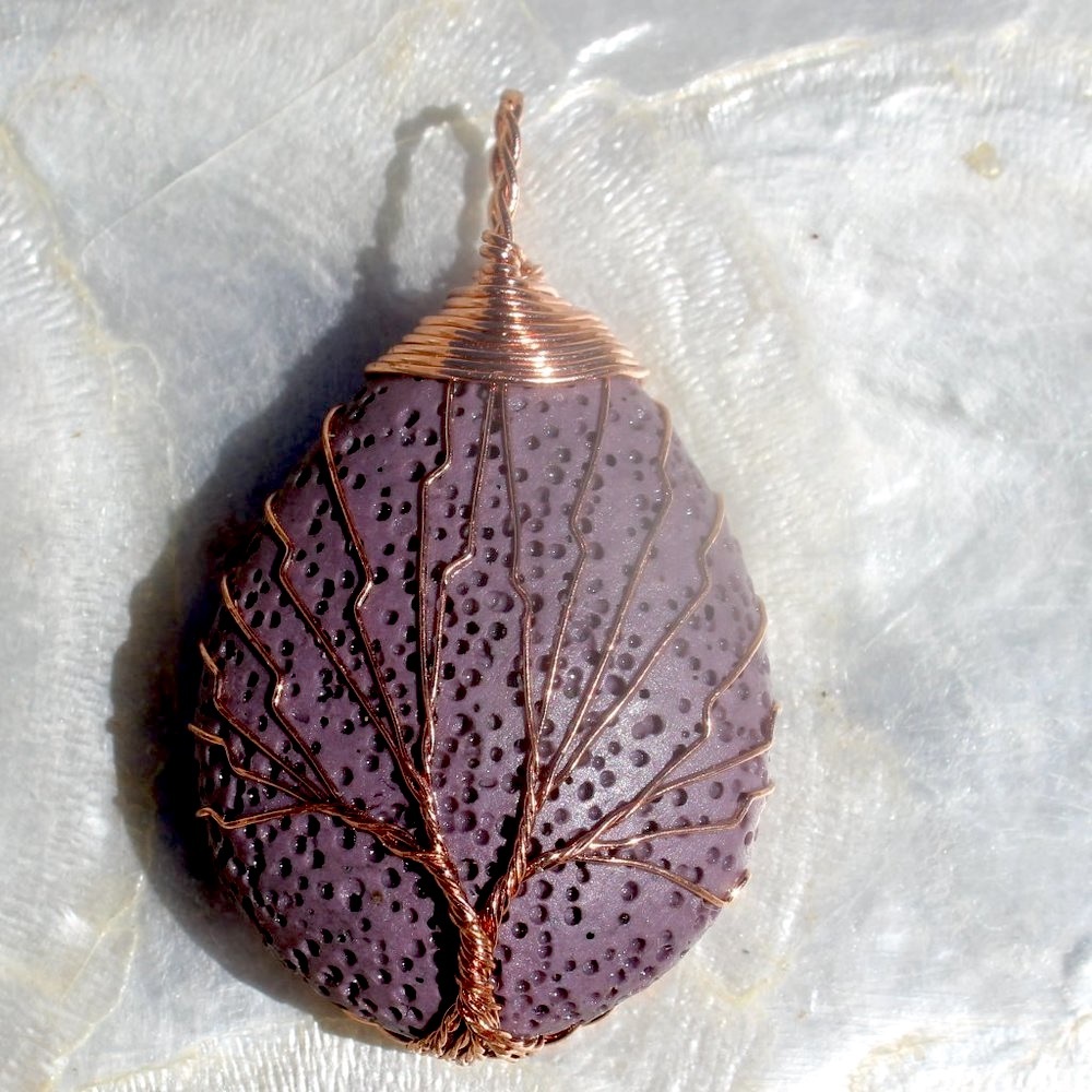 Purple Teardrop Dye Lava Rock Pendant/ Essential Oil